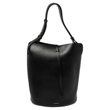Pre Owned Burberry Black Leather Large Bucket Bag