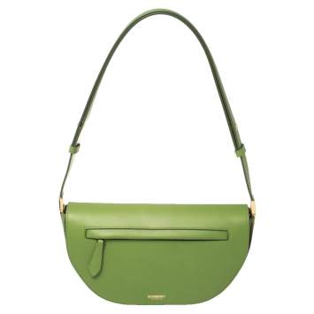 Pre Owned Burberry Green Leather Small Limited Edition 224/250 Olympia Shoulder Bag