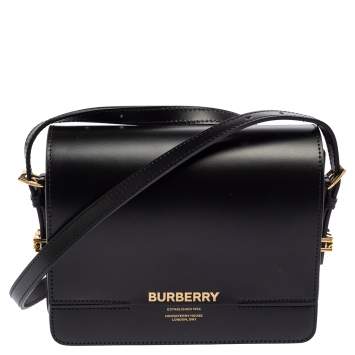 Pre Owned Burberry Black Smooth Leather Small Grace Crossbody Bag