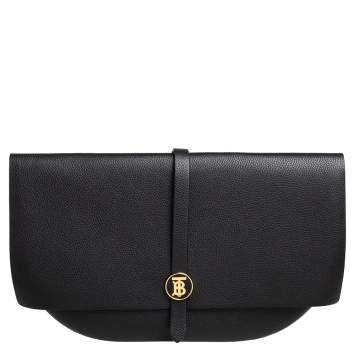 Pre Owned Burberry Black Grained Leather Anne Clutch