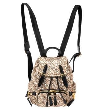 Pre Owned Burberry Beige TB Print Nylon Small Rucksack Backpack