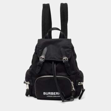 Pre Owned Burberry Black Nylon and Leather Small Rucksack Backpack