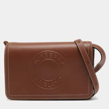 Pre Owned Burberry Tan Leather Hampshire Crossbody Bag
