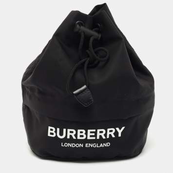 Pre Owned Burberry Black Nylon Phoebe Drawstring Pouch