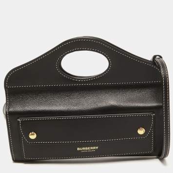 Pre Owned Burberry Black Leather Mini Pocket Strap Clutch