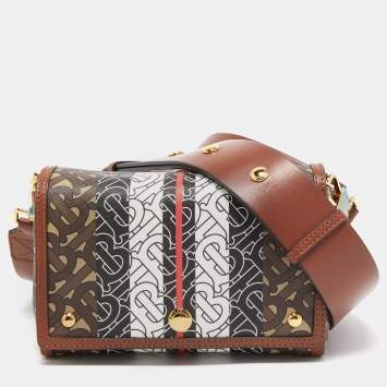 Pre Owned Burberry Multicolor TB Print Coated Canvas and Leather Hackberry Crossbody Bag