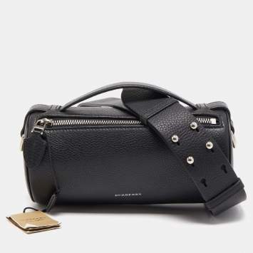 Pre Owned Burberry Black Leather Barrel Shoulder Bag