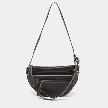 Pre Owned Burberry Black Leather Mini Double Olympia Bag