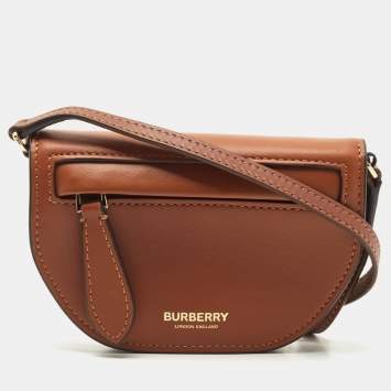 Pre Owned Burberry Brown Micro Olympia Crossbody Card Case