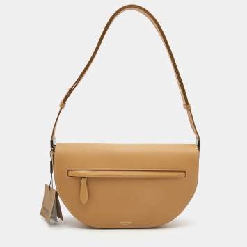 Pre Owned Burberry Warm Sand Leather Medium Olympia Shoulder Bag