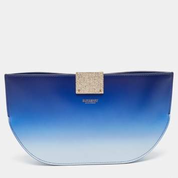 Pre Owned Burberry Ombre Blue Leather Olympia Crystals Clutch