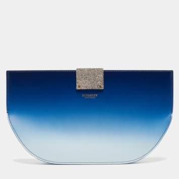 Pre Owned Burberry Ombre Blue Leather Crystal Olympia Clutch