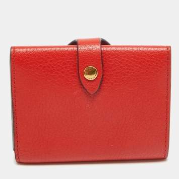 Pre Owned Burberry Red Leather Harlow Compact Wallet