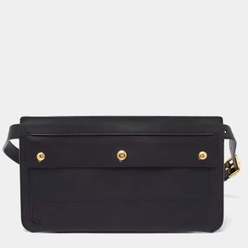Pre Owned Burberry Black Leather Slim Belt Bag