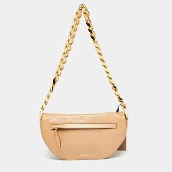 Pre Owned Burberry Beige Soft Leather Small Olympia Bag