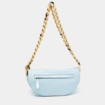 Pre Owned Burberry Light Blue Soft Leather Small Olympia Bag