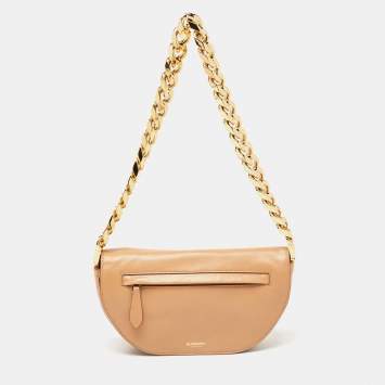 Pre Owned Burberry Beige Soft Leather Small Olympia Bag