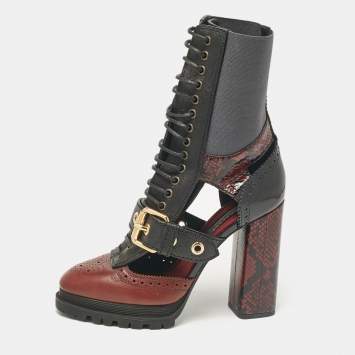 Pre Owned Burberry Multicolor Snakeskin and Leather Westmarsh Ankle Boots Size 41