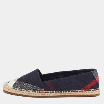 Pre Owned Burberry Multicolor Canvas Hodgeson Espadrille Flats Size 38