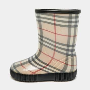 مملوكة مسبقًا Burberry Salamanc2 Size 34 Beige House Check Rubber Rain Boots