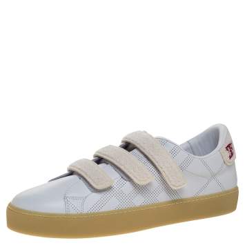Pre Owned Burberry White Leather Becky Perf Sneakers Size 40
