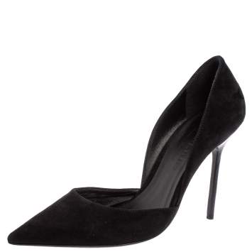Pre Owned Burberry Black Suede Leather Virna D'Orsay Pointed Toe Pumps Size 38.5
