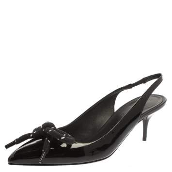 Pre Owned Burberry Black Patent Leather Fink Slingback Sandals Size 40