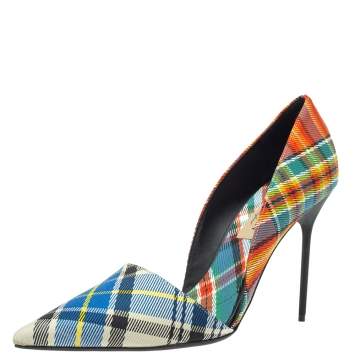 Pre Owned Burberry Multicolor Canvas Virirna D'orsay Pointed Toe Pumps Size 39.5