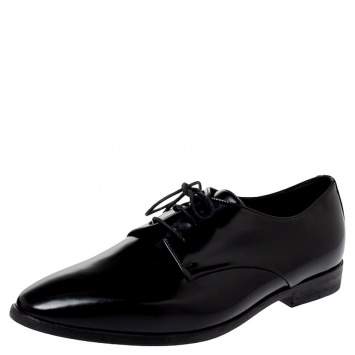 Pre Owned Burberry Black Leather Lace Up Derby Size 38.5