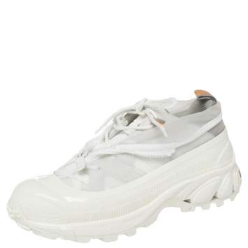 Pre Owned Burberry White Mesh and Rubber Arthur Low Top Sneakers Size 36