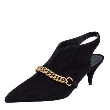 Pre Owned Burberry Black Suede Onwen Slingback Pumps Size 40