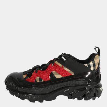 Pre Owned Burberry Vintage Check Cotton and Nylon Arthur Sneakers EUR 37