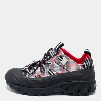 Pre Owned Burberry Multicolor Rubber and Canvas Arthur Lace Up Sneakers Size 40