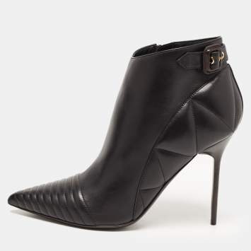 Pre Owned Burberry Black Quilted Leather Alexandra Pointed Toe Ankle Boots Size 40