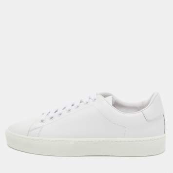Pre Owned Burberry White Leather Westford Low Top Sneakers Size 37.5
