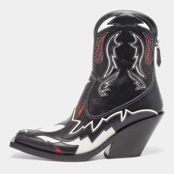 Pre Owned Burberry Multicolor Leather Cowboy Boots Size 38.5