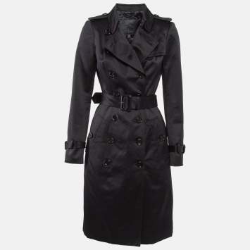 Pre Owned Burberry Prorsum Black Cotton Double Breasted Trench Coat M
