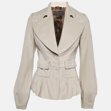Pre Owned Burberry Prorsum Light Beige Button Front Pleated Jacket S