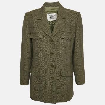 Pre Owned Burberry Prorsum Vintage Green Check Wool Blazer M