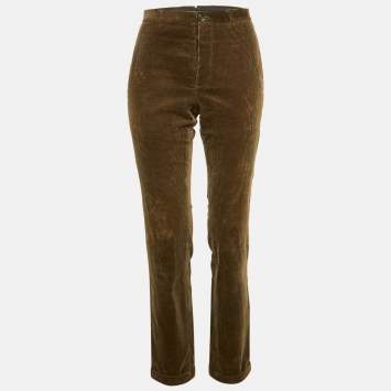 Pre Owned Burberry Prorsum Khaki Green Corduroy Pants M 