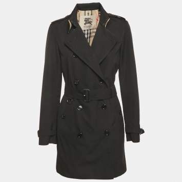 Pre Owned Burberry Prorsum Vintage Black Cotton Blend Double Breasted Trench Coat S