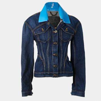 Pre Owned Burberry Prorsum Blue Denim Collar Detai Jacket XS