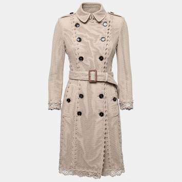 Pre Owned Burberry Prorsum Beige Crochet Overlay Trench Coat S