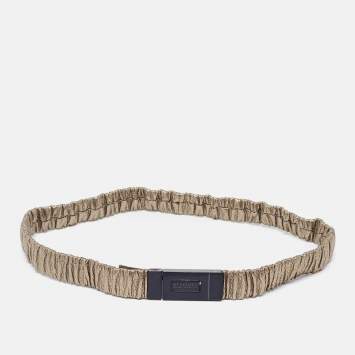 Burberry Gold Gathered Leather Slim Waist Belt 85CM