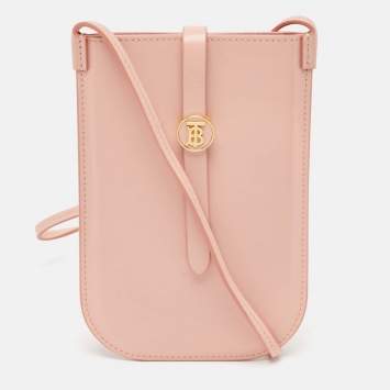 Pre Owned Burberry Light Leather Anne Phone Crossbody Bag