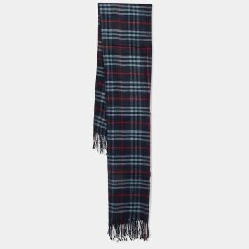 Pre Owned Burberry Black/Grey Castleford Check Lambwool Scarf