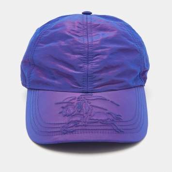Burberry Iridescent Blue Equestrian Knight Patch Nylon Baseball Cap M