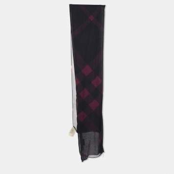 Pre Owned Burberry Purple Modal and Silk Scarf