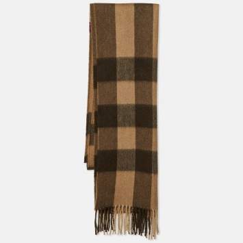 Pre Owned Burberry Brown Giant Checked Cashmere Stole