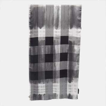 Pre Owned Burberry Black Checked Silk Scarf